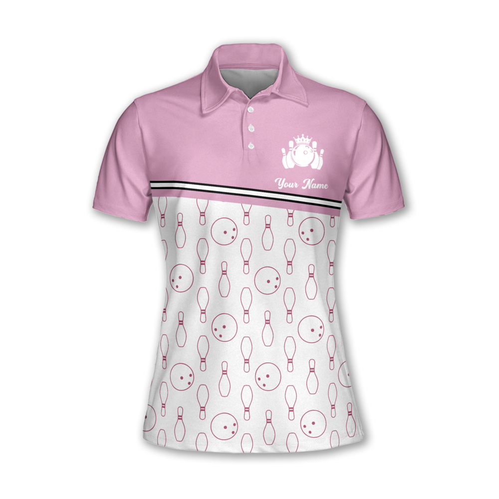 Queen Of The Lanes Custom Bowling Polo Shirts Womens, Custom Funny Bowling Team Shirts BW0161