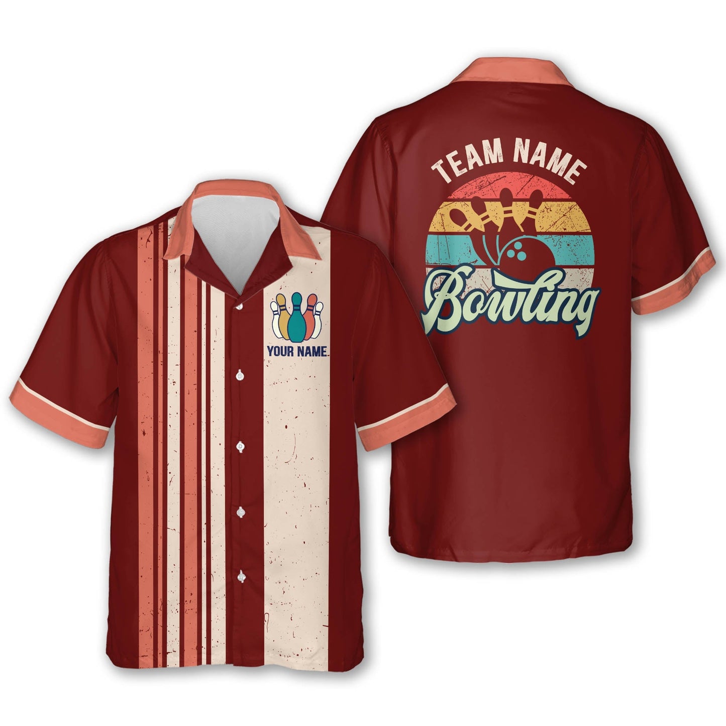 Custom Teal Vintage Bowling Hawaiian Shirt For Men, Custom Vintage Bowling Team Shirts BZ0021