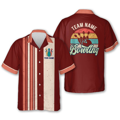 Custom Teal Vintage Bowling Hawaiian Shirt For Men, Custom Vintage Bowling Team Shirts BZ0021