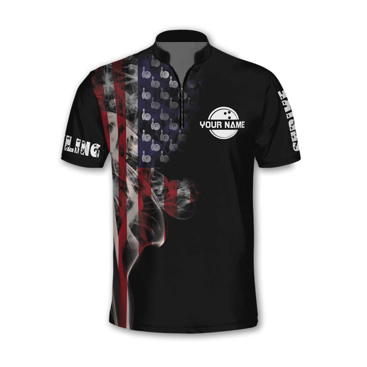 American Flag Custom Team Bowling Jerseys Shirt For Men, Custom Patriotic Bowling Team Shirts BZ0048