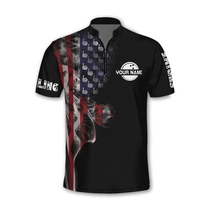 American Flag Custom Team Bowling Jerseys Shirt For Men, Custom Patriotic Bowling Team Shirts BZ0048