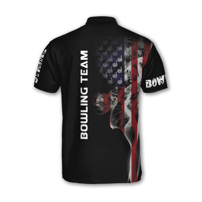 American Flag Custom Team Bowling Jerseys Shirt For Men, Custom Patriotic Bowling Team Shirts BZ0048