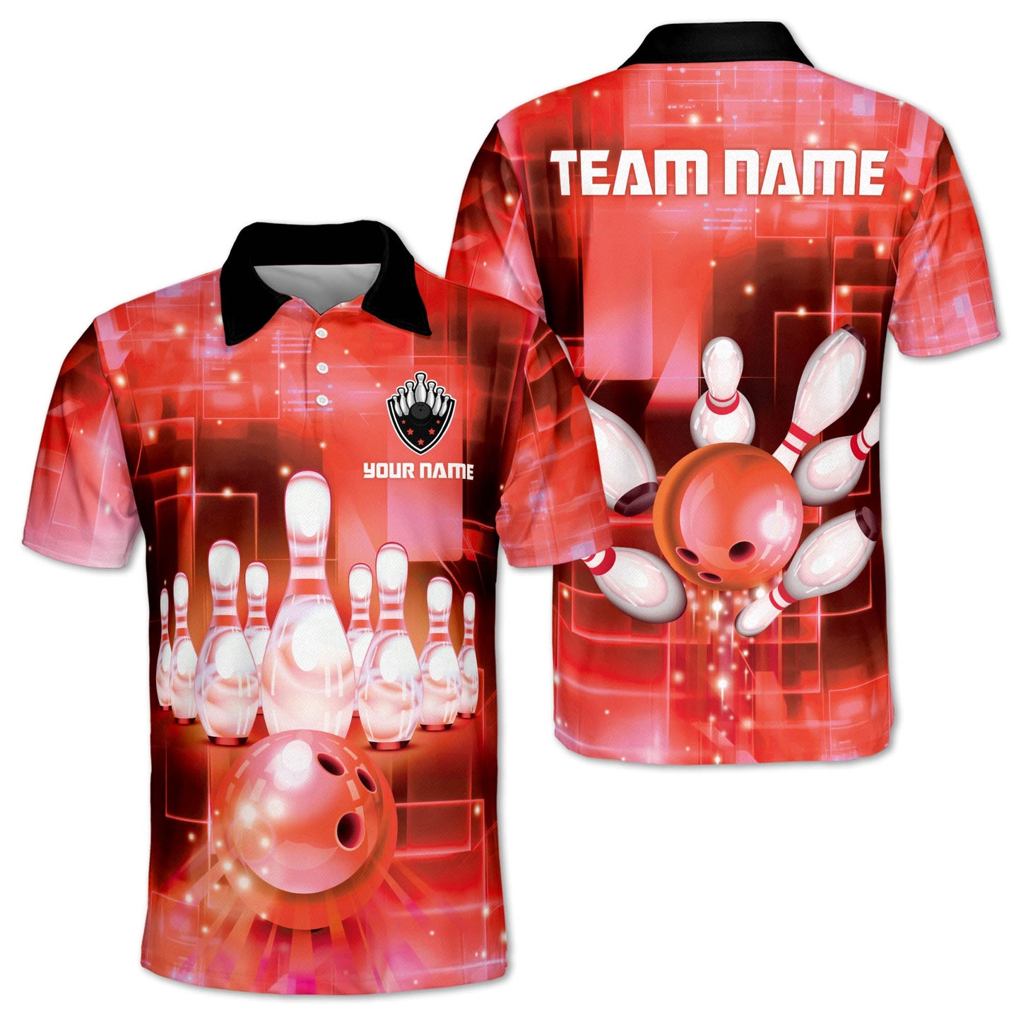 Custom Team Mens Pink Bowling Polo Shirt, Custom Bowling Team Shirts BZ0074