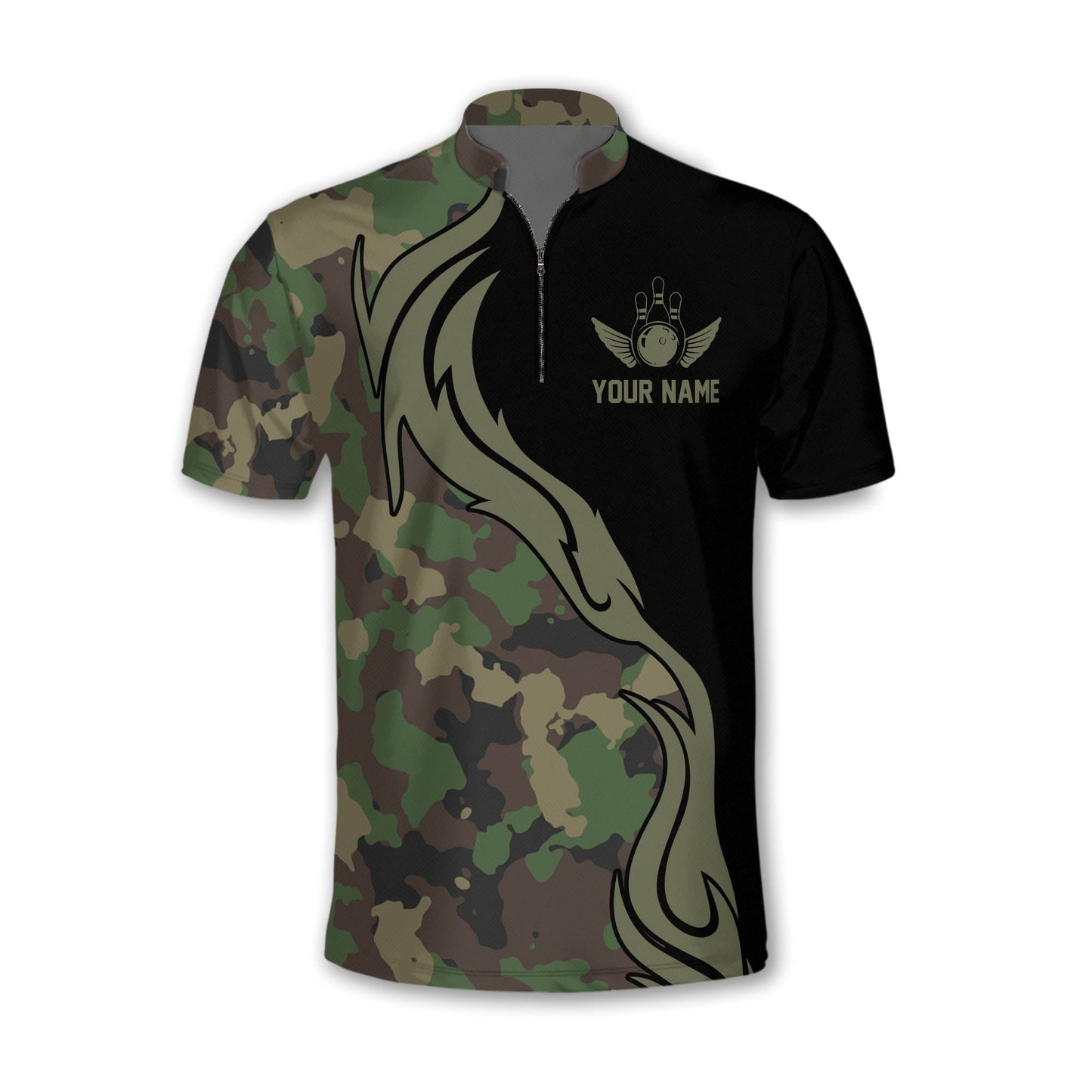 Camo Custom Team Bowling Jerseys Shirt For Men, Custom Camouflage Bowling Team Shirts BZ0197