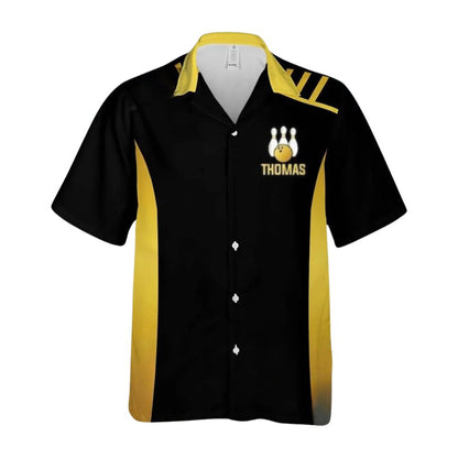 Custom Black And Yellow Hawaiian Bowling Team Shirts For Men and Women, Custom Bowling Team Shirts BZ0262