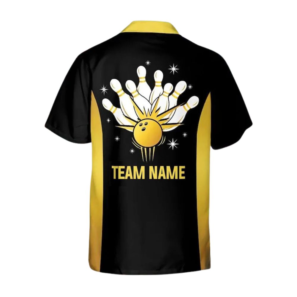 Custom Black And Yellow Hawaiian Bowling Team Shirts For Men and Women, Custom Bowling Team Shirts BZ0262