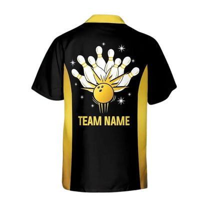 Custom Black And Yellow Hawaiian Bowling Team Shirts For Men and Women, Custom Bowling Team Shirts BZ0262