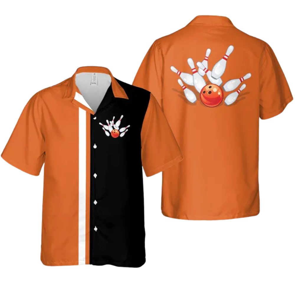 Custom Red And Black Hawaiian Bowling Team Shirts, Custom Bowling Team Shirts BZ0263