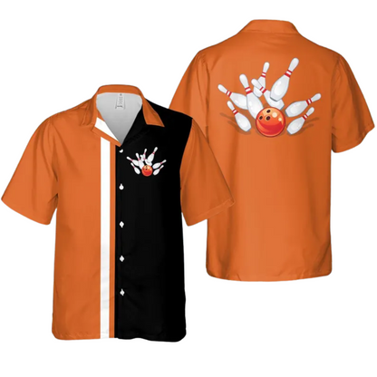 Custom Red And Black Hawaiian Bowling Team Shirts, Custom Bowling Team Shirts BZ0263