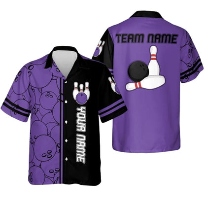 Custom Teal And Black Hawaiian Bowling Team Shirts, Custom Bowling Shirts BZ0265