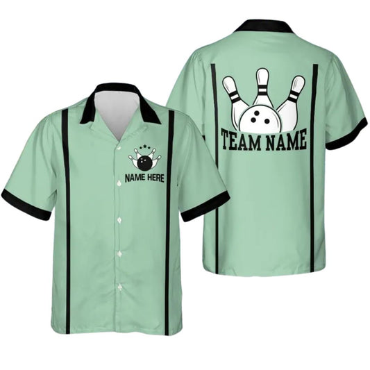 Custom Green Hawaiian Bowling League Team Shirts, Custom Bowling Shirts BZ0266