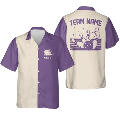 Custom Blue Retro Bowling Hawaiian Shirts For Men And Women, Custom Retro Bowling Team Shirts BZ0267