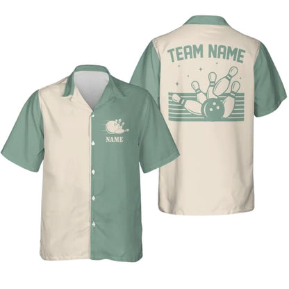 Custom Blue Retro Bowling Hawaiian Shirts For Men And Women, Custom Retro Bowling Team Shirts BZ0267