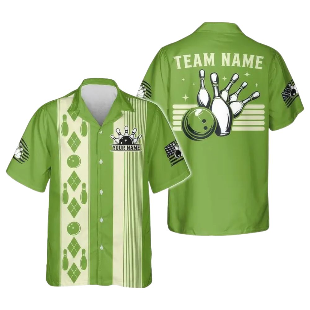 Custom Mens Retro Bowling Hawaiian Shirts Blue, Custom Retro Bowling Team Shirts BZ0268