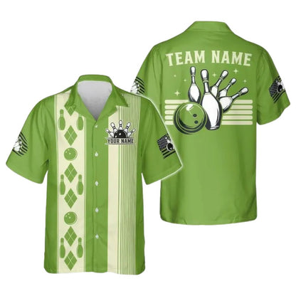 Custom Mens Retro Bowling Hawaiian Shirts Blue, Custom Retro Bowling Team Shirts BZ0268
