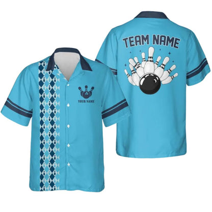 Custom Teal Retro Bowling Hawaiian Shirts Men Women, Custom Retro Bowling Team Shirts BZ0269