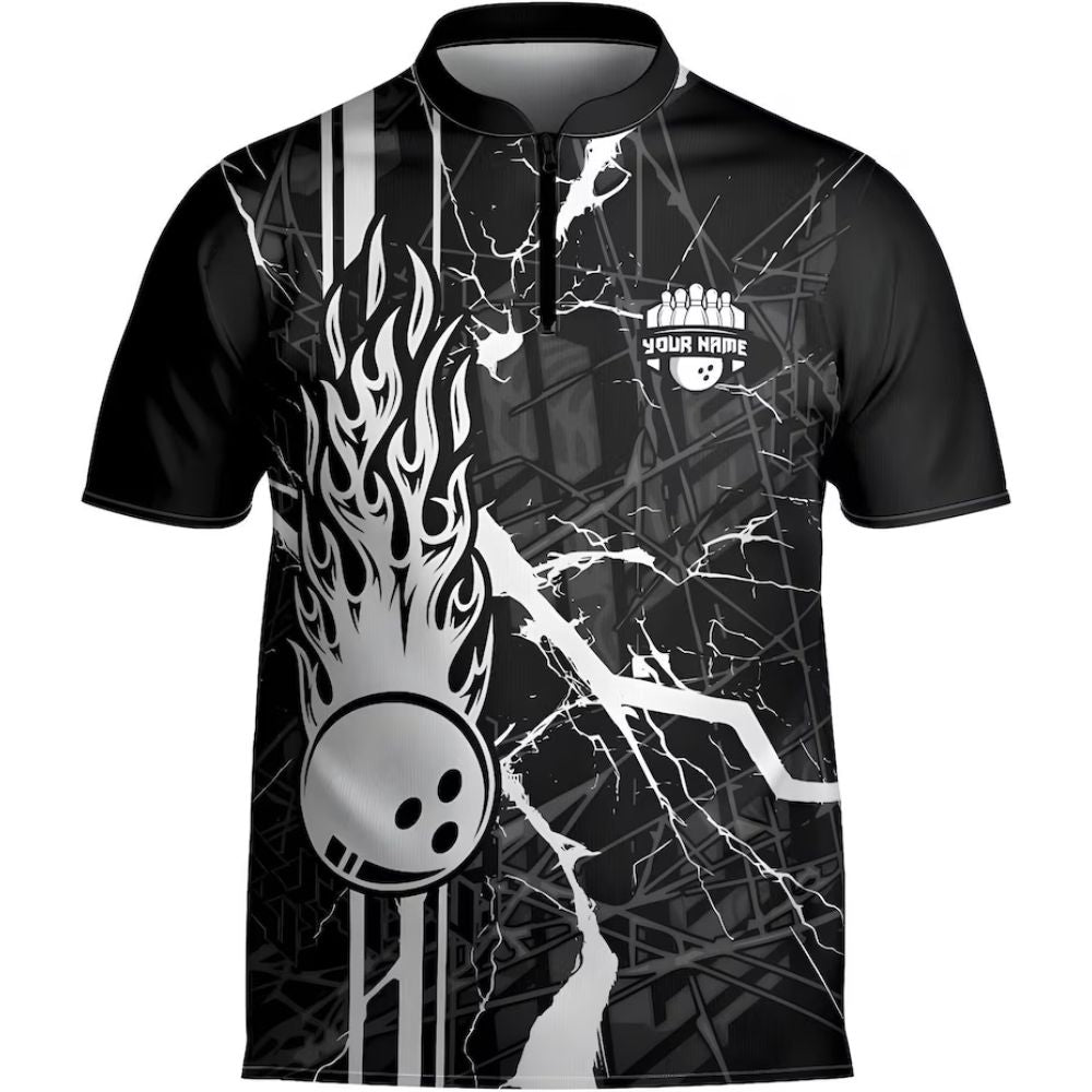 Custom Team Red And Black Bowling Jerseys Men, Custom Bowling Jersey With Name BZ0273