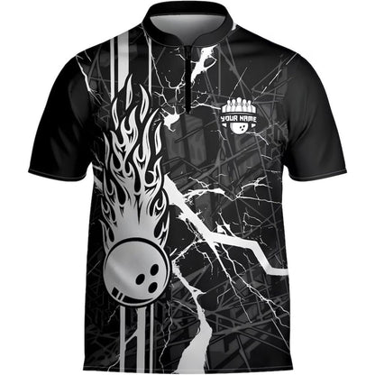 Custom Team Red And Black Bowling Jerseys Men, Custom Bowling Jersey With Name BZ0273