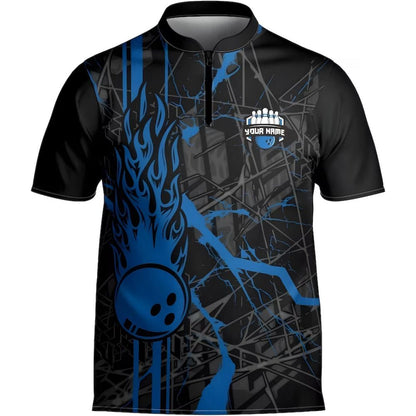 Custom Team Red And Black Bowling Jerseys Men, Custom Bowling Jersey With Name BZ0273