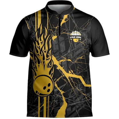 Custom Team Red And Black Bowling Jerseys Men, Custom Bowling Jersey With Name BZ0273