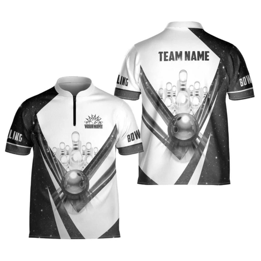 Custom Mens Blue And White Bowling Team Jerseys, Custom Bowling Team Shirts BZ0275