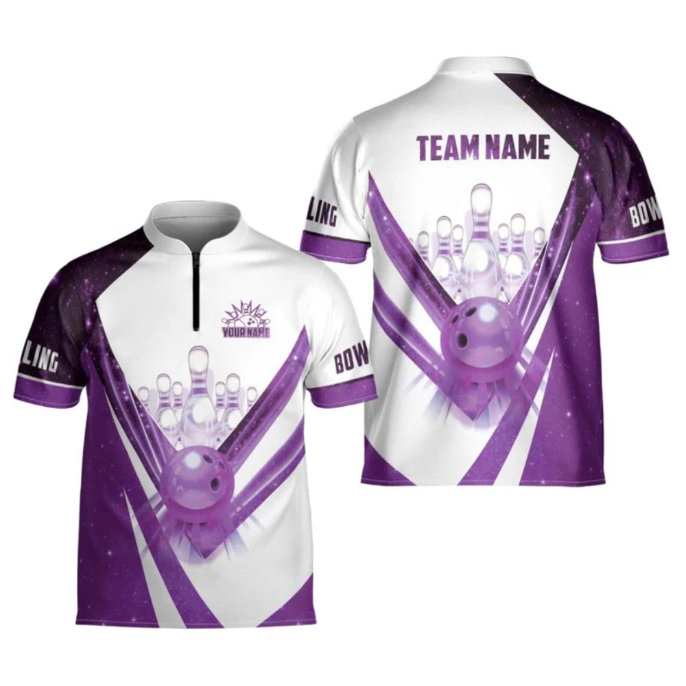 Custom Mens Blue And White Bowling Team Jerseys, Custom Bowling Team Shirts BZ0275