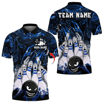 Custom Purple Funny Bowling Polo Shirts For Men, Custom Funny Bowling Team Shirts BZ0276