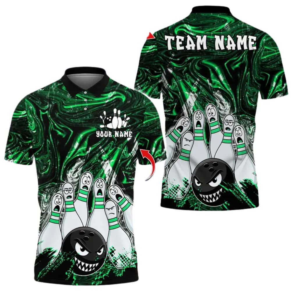 Custom Purple Funny Bowling Polo Shirts For Men, Custom Funny Bowling Team Shirts BZ0276