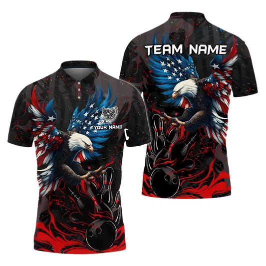Custom American Eagles Bowling Polo Shirt For Men, Custom American Eagles Bowling Team Shirts BZ0285