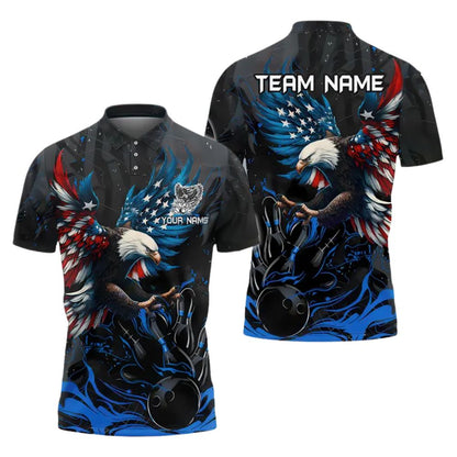Custom American Eagles Bowling Polo Shirt For Men, Custom American Eagles Bowling Team Shirts BZ0285