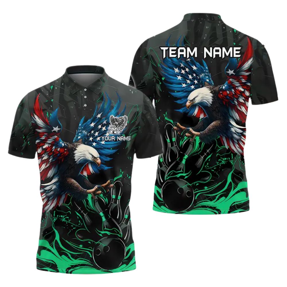 Custom American Eagles Bowling Polo Shirt For Men, Custom American Eagles Bowling Team Shirts BZ0285