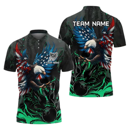 Custom American Eagles Bowling Polo Shirt For Men, Custom American Eagles Bowling Team Shirts BZ0285