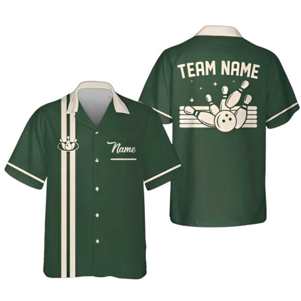 Custom Vintage Navy Blue Hawaiian Bowling Team Shirts For Men, Custom Bowling Team Shirts BZ0288