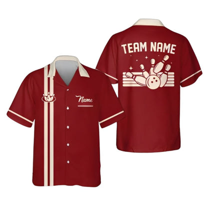 Custom Vintage Navy Blue Hawaiian Bowling Team Shirts For Men, Custom Bowling Team Shirts BZ0288