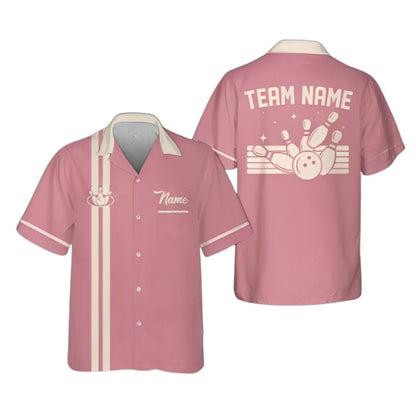 Custom Vintage Navy Blue Hawaiian Bowling Team Shirts For Men, Custom Bowling Team Shirts BZ0288