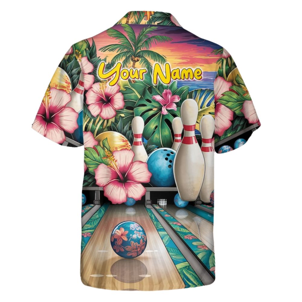 Custom Tropical Hawaiian Bowling Team Shirts For Men Women, Custom Tropical Bowling Shirt BZ0289