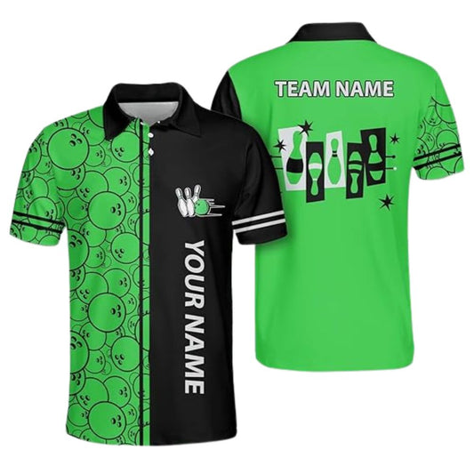Custom Team Green Bowling Polo Shirts For Men, Custom Bowling Shirts BZ0300