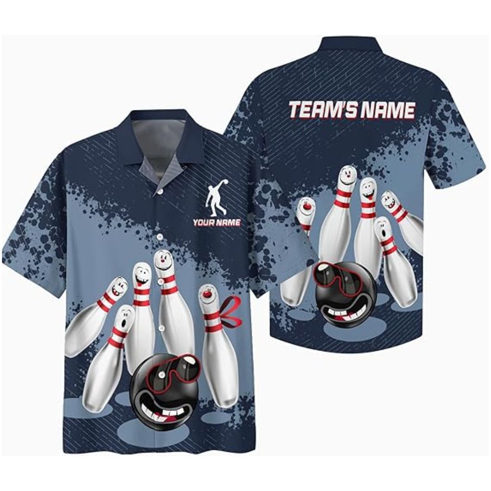 Custom Funny Hawaiian Bowling Team Shirts For Men, Custom Funny Bowling Shirts BZ0307