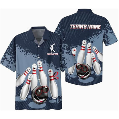 Custom Funny Hawaiian Bowling Team Shirts For Men, Custom Funny Bowling Shirts BZ0307