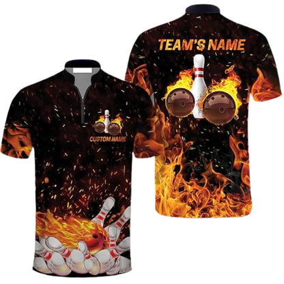 Custom Men's Flame Bowling Jersey Shirts, Custom Flame Bowling Team Shirts BZ0309