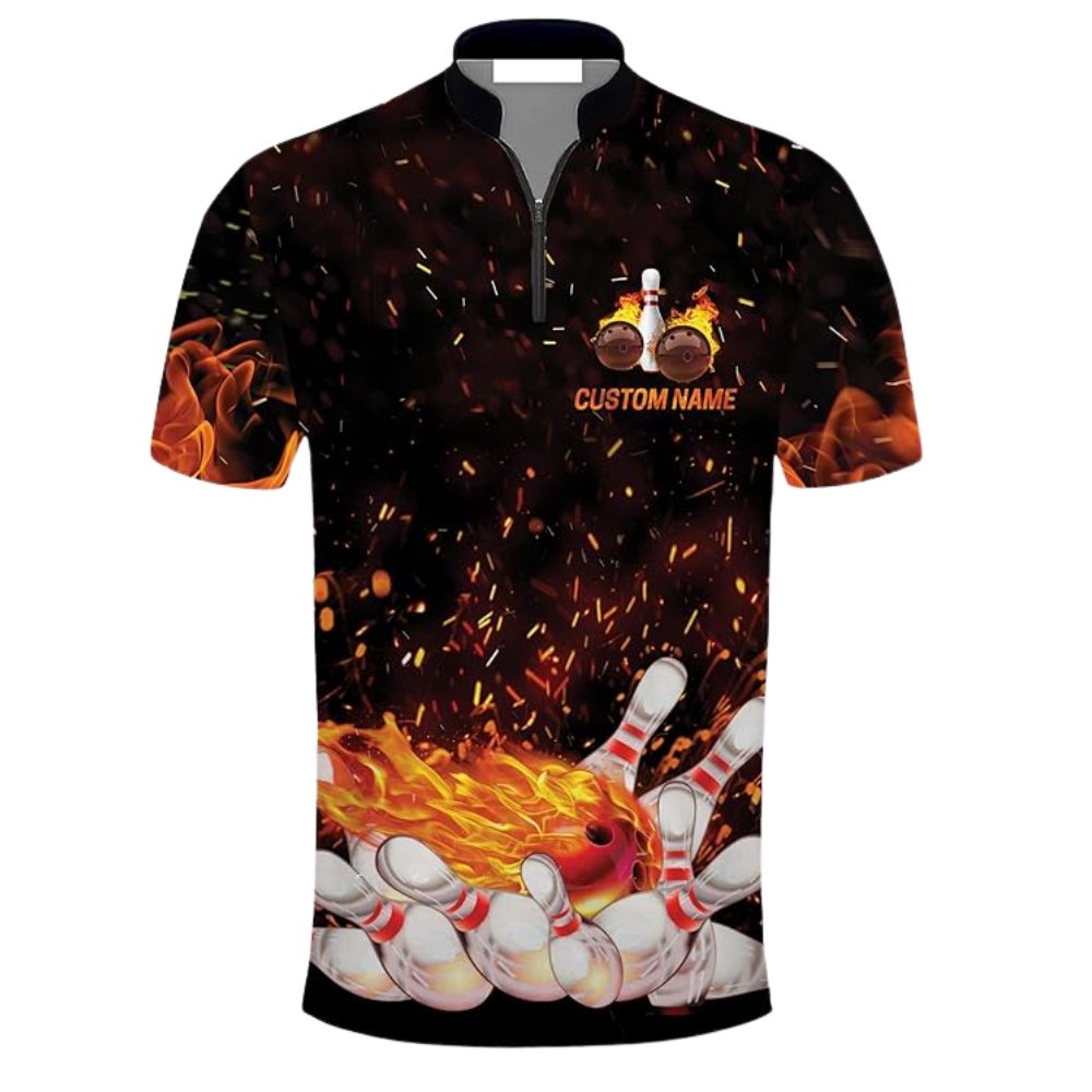 Custom Men's Flame Bowling Jersey Shirts, Custom Flame Bowling Team Shirts BZ0309