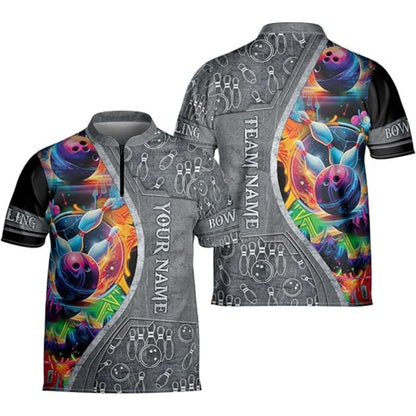 Custom Team Colorful Bowling Jerseys Shirts Men, Custom Bowling Team Shirts BZ0311