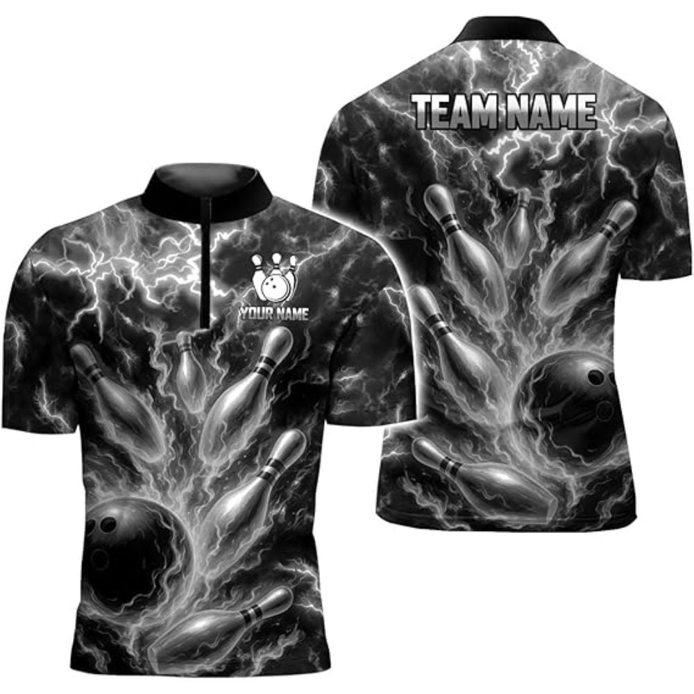 Custom Blue Thunder Bowling Team Jerseys Shirt Men, Custom Thunder Bowling Shirt BZ0316