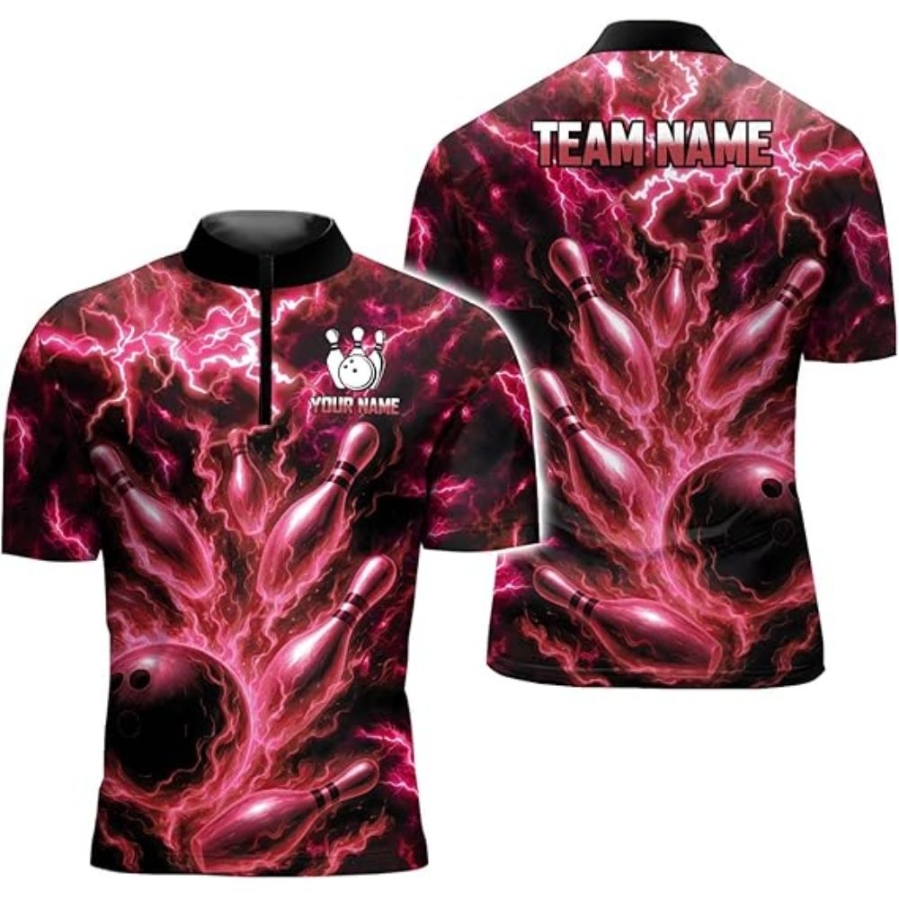 Custom Blue Thunder Bowling Team Jerseys Shirt Men, Custom Thunder Bowling Shirt BZ0316