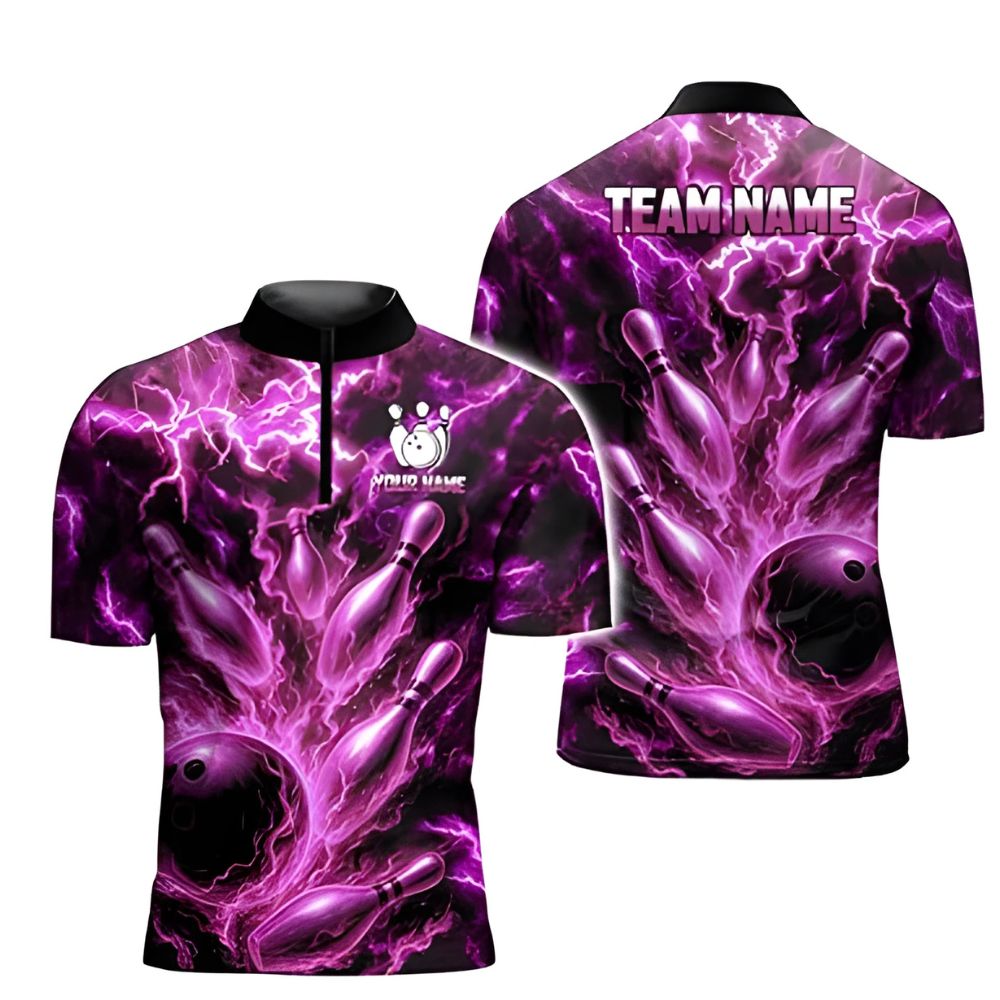 Custom Blue Thunder Bowling Team Jerseys Shirt Men, Custom Thunder Bowling Shirt BZ0316