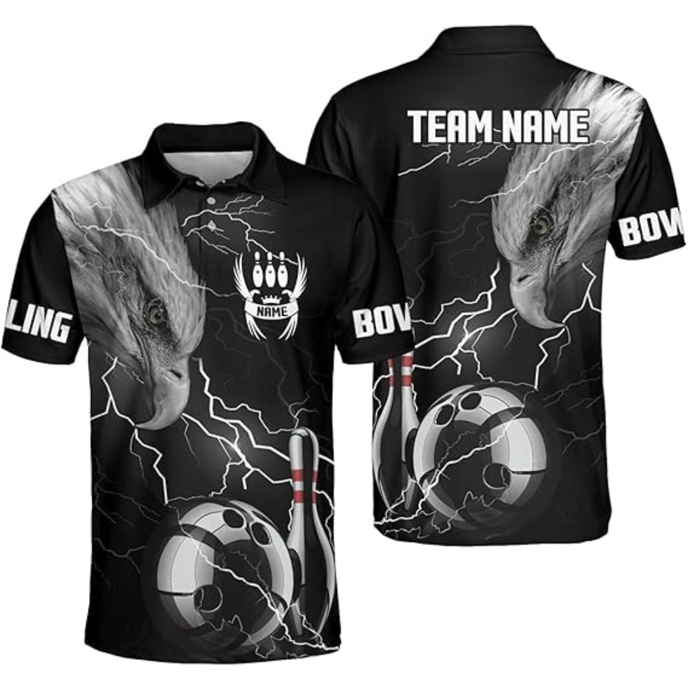 Custom Eagles Bowling Polo Shirt For Men, Custom Eagles Bowling Team Shirts BZ0317