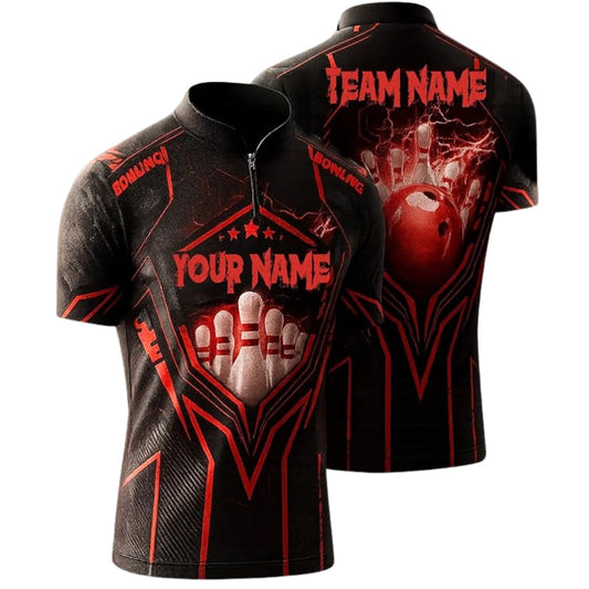 Custom Red Thudner Bowling Jersey Mens, Custom Bowling Team Shirts BZ0333