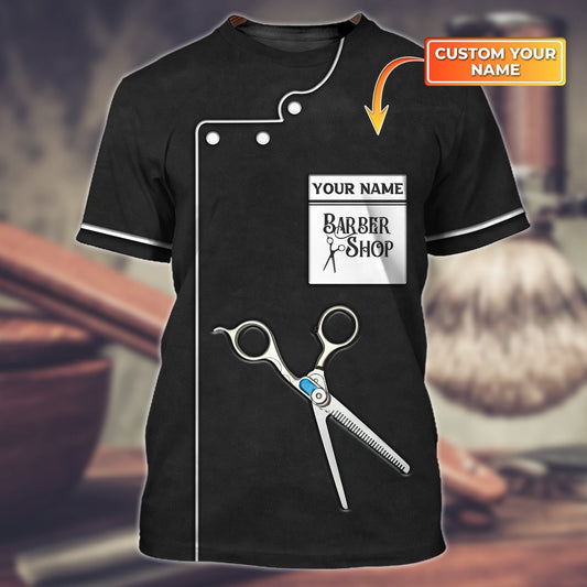 Personalized 3D Full Printed Black Tee Shirt For Barber, Barber Gift, Barber Shirts, Sublimation Barber Shirts TO0720