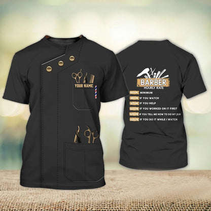 Personalized 3D All Over Printed Barber T Shirt Men Women Barber Hourly Rate Barber Stylist Barber Uniform TO1937