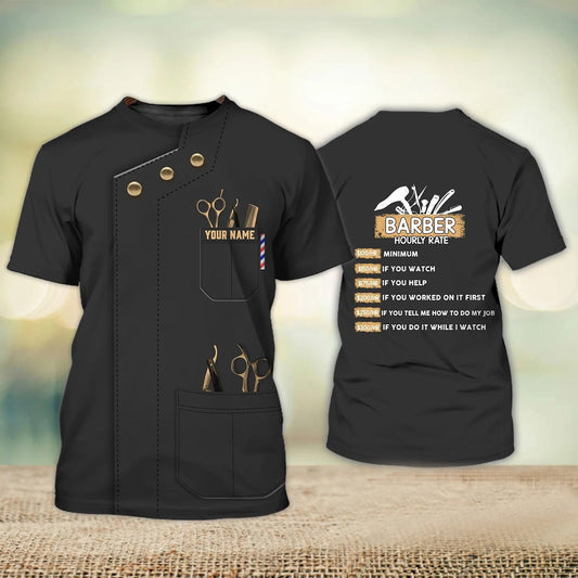 Personalized 3D All Over Printed Barber T Shirt Men Women Barber Hourly Rate Barber Stylist Barber Uniform TO1937